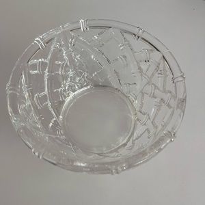 Tiffany & Co. CRYSTAL BOWL Bamboo CROSSWORK Pattern THICK Rim SIDES😍